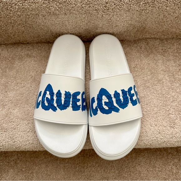 New! Mens Alexander McQueen Graffiti Rubber Pool Slide Mens Size EU 43 US 10 - Picture 5 of 7
